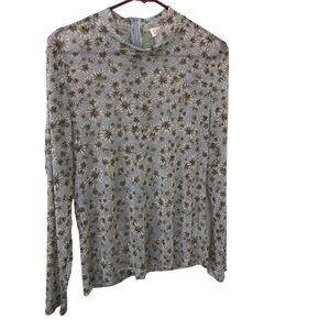 3/$15 Leyden sheer spandex blend blue floral long sleeve top